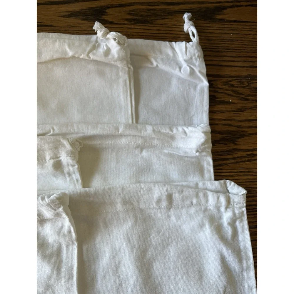 6 - 10 x 12 Cotton Fabric Drawstring Reusable Storage White Bags Craft Quilt‎